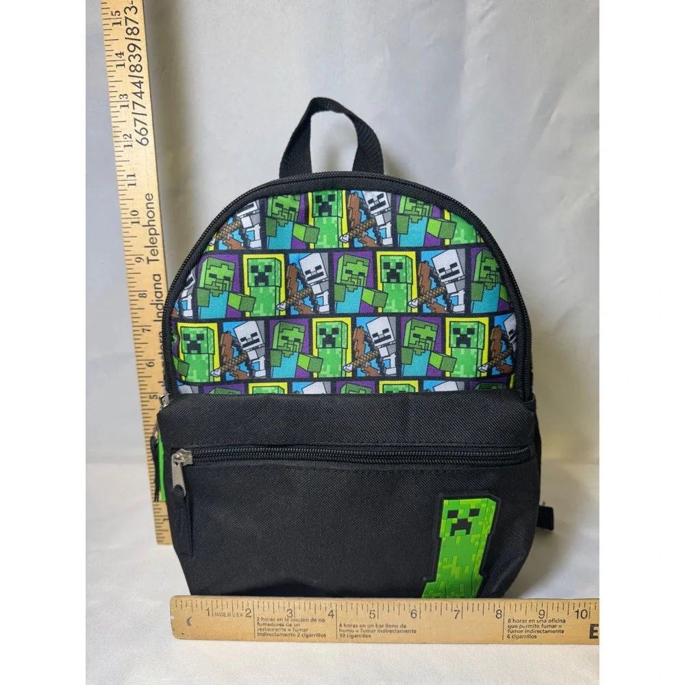 Minecraft Mini Backpack Black Character Print Creeper Zombie Skeleton Gaming Bag